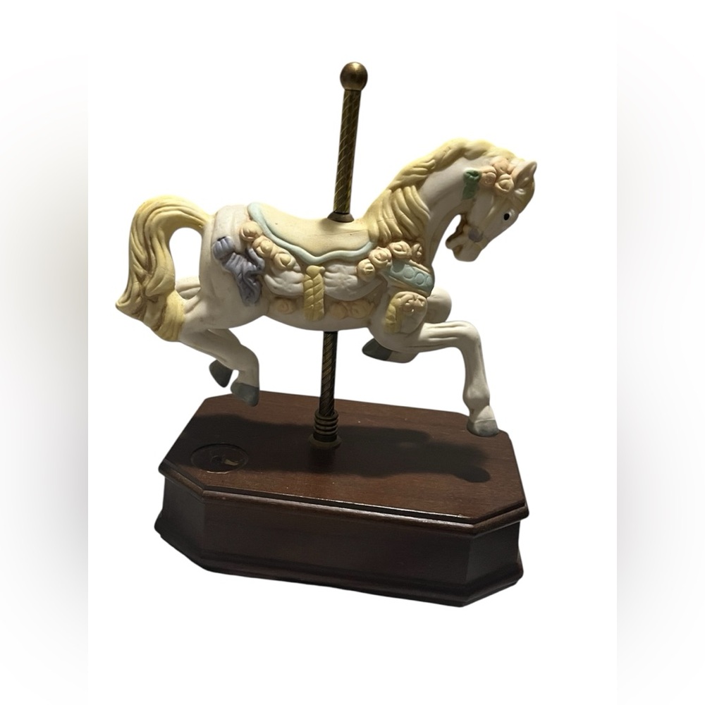 Decorative Carousel Horse Figurine - White and Cream